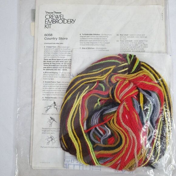 Vintage NEW Pauline Denham Crewel Embroidery Kit Country Store #6058 1974 9x12 - Picture 4 of 4